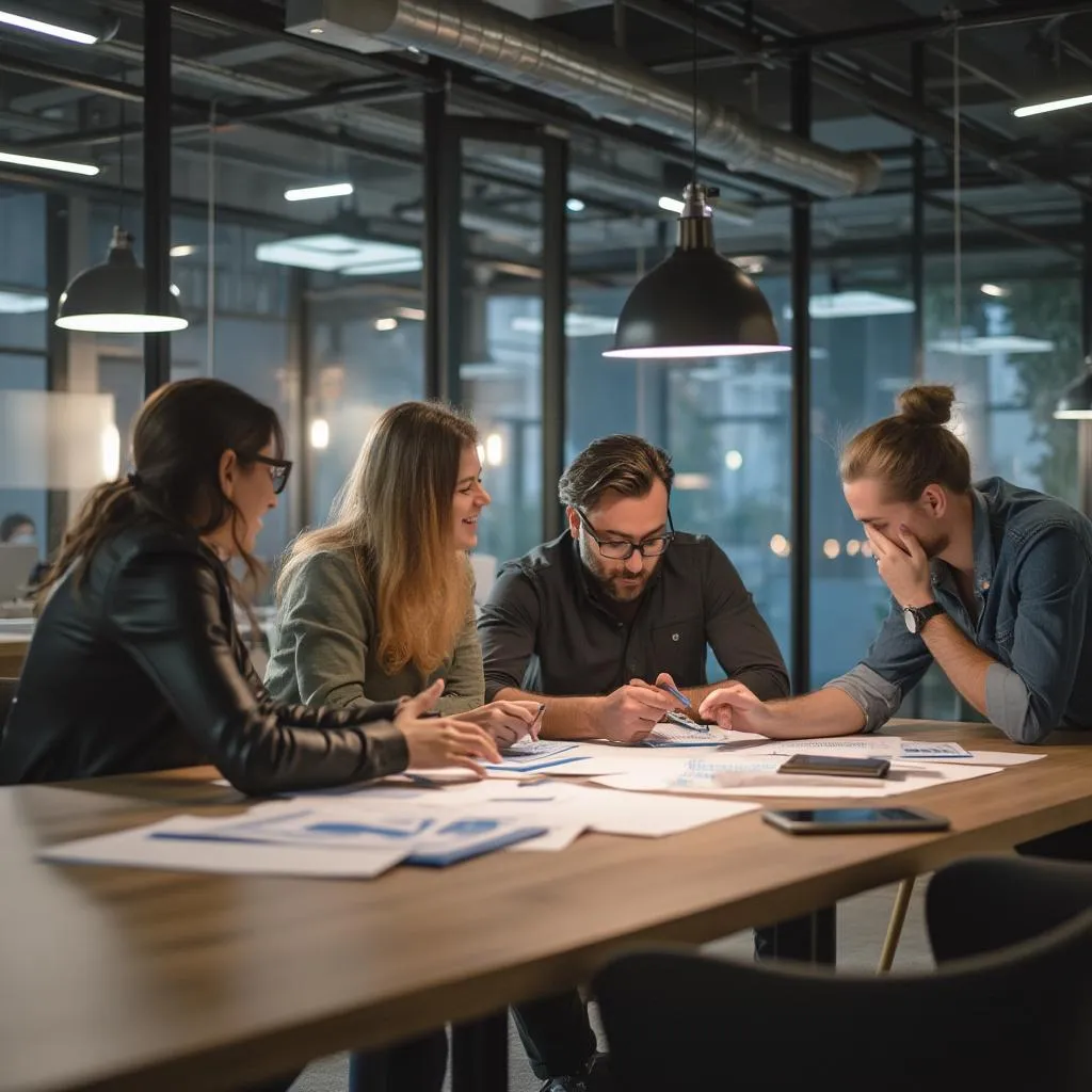 Equipo trabajando en innovación